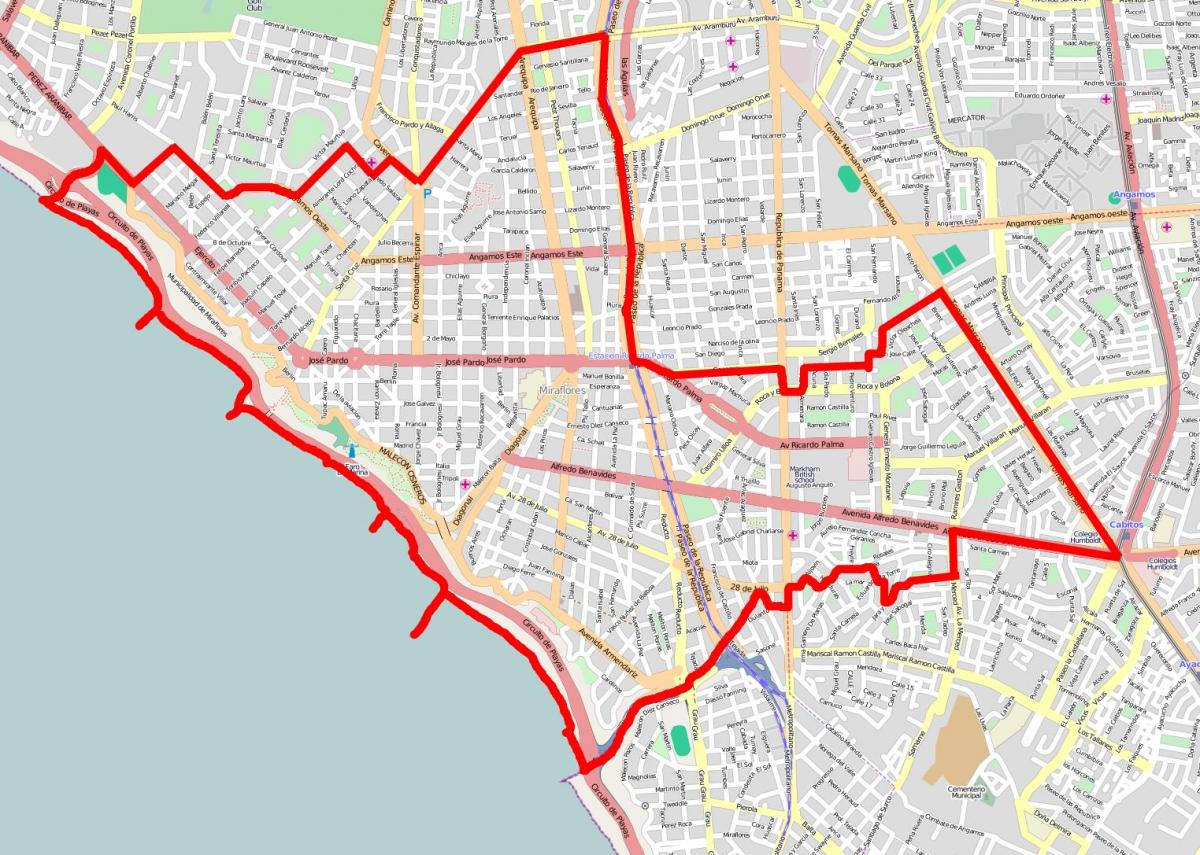 લિમા miraflores નકશો